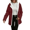 thumbnail image 1 of FAIWAD Jackets for Women Warm Fleece Lined Thicken Outwear with Pockets Casual Zip up Hood Long Coat, 1 of 9