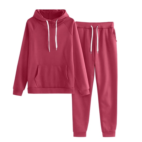 FAIWAD Jogger Sets for Women 2 Piece Solid Color Hoodies Sweatshirt and Sweatpants Comfy Plus Size Tracksuits