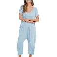 thumbnail image 1 of FAIWAD Jumpsuits for Women Short Sleeve V Neck Overalls Summer Casual Loose Rompers with Pocket, 1 of 5