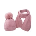 thumbnail image 1 of FAIWAD Kids 2pc Winter Hat Scarf Set Toddler Boys Girls Knitted Beanie Fleece Thicken Outfits Children 1-4 Years, 1 of 3
