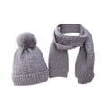 thumbnail image 1 of FAIWAD Kids 2pc Winter Hat Scarf Set Toddler Boys Girls Knitted Beanie Fleece Thicken Outfits Children 1-4 Years, 1 of 2