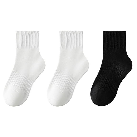 FAIWAD Kids 3 Pairs Ankle Socks Casual Stretchy Classic Solid Color Daily Sports Dance Cotton Long Socks 3-16Y