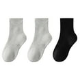 thumbnail image 1 of FAIWAD Kids 3 Pairs Ankle Socks Casual Stretchy Classic Solid Color Daily Sports Dance Cotton Long Socks 3-16Y, 1 of 7