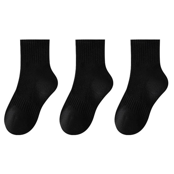 FAIWAD Kids 3 Pairs Ankle Socks Casual Stretchy Classic Solid Color Daily Sports Dance Cotton Long Socks 3-16Y