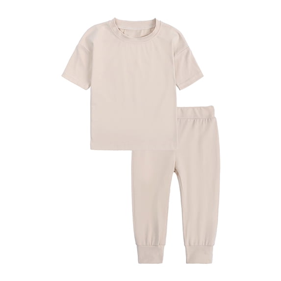 FAIWAD Kids Boy Girl Clothes Set Summer Unisex Short Sleeve Tops and Long Pants Baby Casual Loose Set