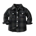 thumbnail image 1 of FAIWAD Kids Boys Girls Fall Winter Plaid Jacket Long Sleeve Lapel Button Down Shirts with Chest Pockets, 1 of 7