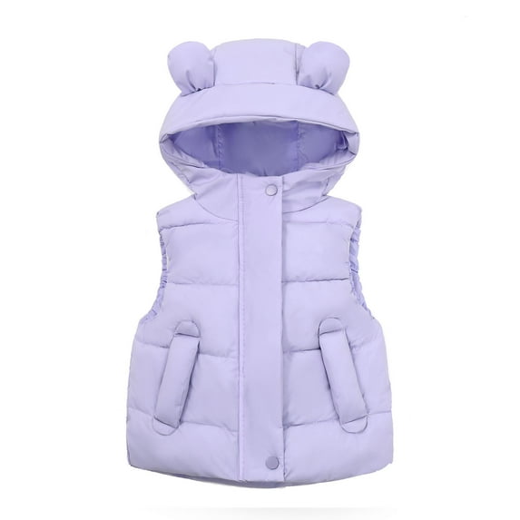 FAIWAD Kids Boys Girls Fall Winter Warm Lightweight Hooded Sleeveless Padded Vest Cute Jacket with Pockets