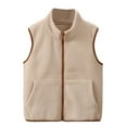 thumbnail image 1 of FAIWAD Kids Boys Girls Fleece Vest Sleeveless Zipper Fuzzy Waistcoat with Pockets Fall Winter Warm Outerwear 4-9 Years, 1 of 8