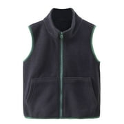 FAIWAD Kids Boys Girls Fleece Vest Sleeveless Zipper Fuzzy Waistcoat with Pockets Fall Winter Warm Outerwear 4-9 Years
