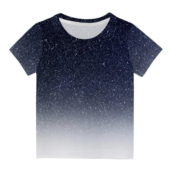 FAIWAD Kids Boys Girls Gradient T-Shirt Round Neck Short Loose Blouse Unisex Summer Breathable Tops