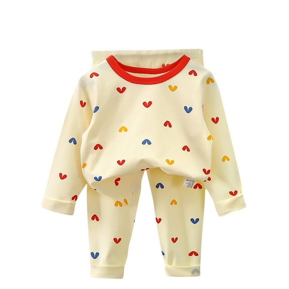 FAIWAD Kids Boys Girls Toddler Cotton Daily Pajamas Set Long Sleeve Print Tops and Pants Basic Comdy Soft Sleepwear Set