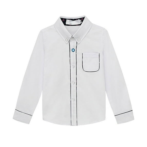 FAIWAD Kids Boys Long Sleeve Dressy Shirt Lapel Button-Down Shirts Solid Color Casual Shirts for Kids