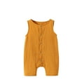 thumbnail image 1 of FAIWAD Kids Girl Casual Textured Jumpsuit Sleeveless Round Neck Button Down Lightweight Breathable Rompers, 1 of 3