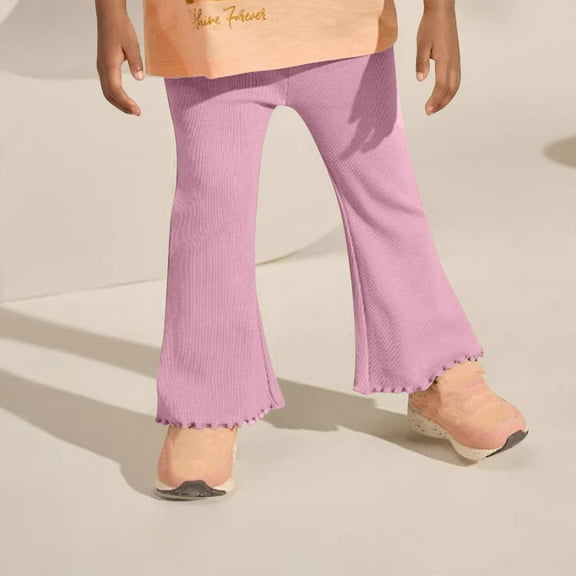 FAIWAD Kids Girls Flared Pants Solid Color Elastic Waistband Bell Bottom Pants Teens Yoga Dance Athletic Joggers