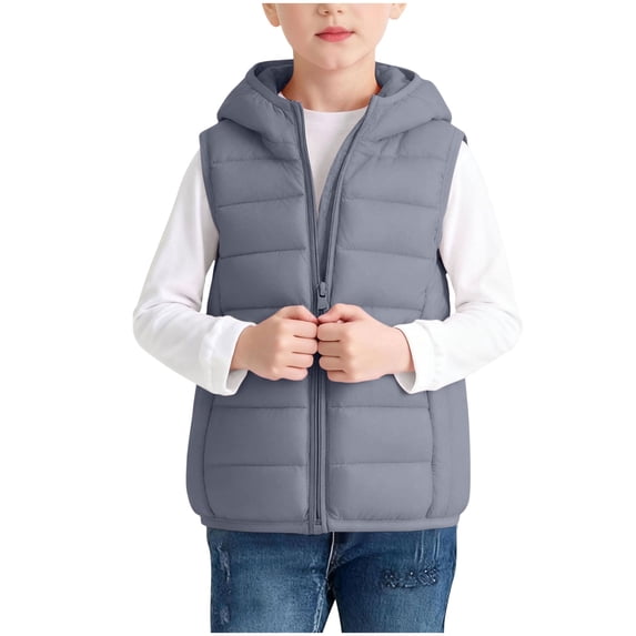 FAIWAD Kids Hooded Puffer Vest Sleeveless Padded Jacket Boys Girls Zip up Warm Casual Coat