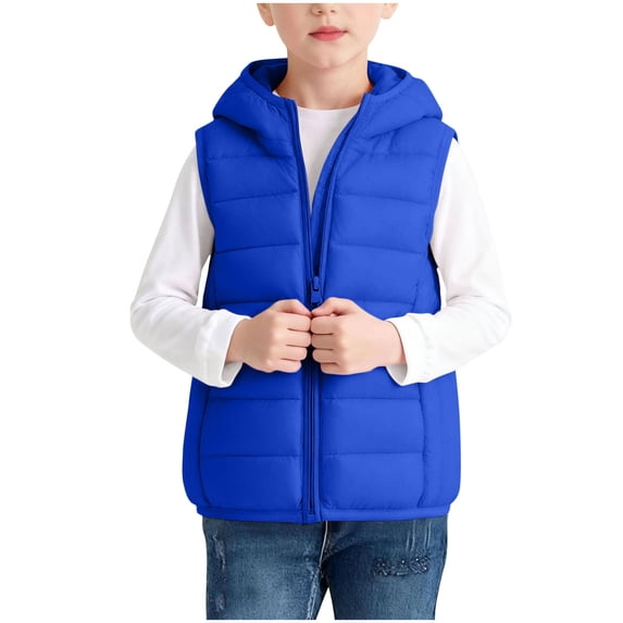 FAIWAD Kids Hooded Puffer Vest Sleeveless Padded Jacket Boys Girls Zip up Warm Casual Coat