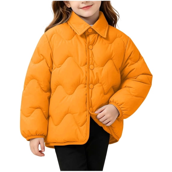 FAIWAD Kids Quilted Puffer Jacket Reversible Button down Collared Coat Boys Girls Soft Winter Outerwear