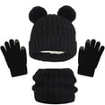 thumbnail image 1 of FAIWAD Kids Winter 3Pcs Beanie Hat Gloves Scarf Set Toddler Boys Girls Pompom Fleece Knit Cap Outfits Gift for Boys Girls, 1 of 5