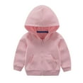thumbnail image 1 of FAIWAD Kids Zip Hoodie Sweatshirts Long Sleeve Fleeced Lined Jacket Classic Solid Color Outwear 2-9 Years, 1 of 2