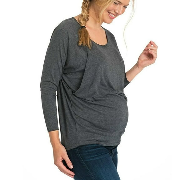 FAIWAD Long Sleeve Maternity Top Casual Loose Pregnancy Clothes Breastfeeding Postpartum Tshirt for Women