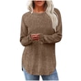thumbnail image 1 of FAIWAD Long Sleeve Shirts for Women Crew Neck Loose Knit Ribbed Pullover Tops Fall Winter Lightweight Blouse, S-2XL, 1 of 6