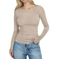 thumbnail image 1 of FAIWAD Long Sleeve Shirts for Women Ribbed Knit Slim Fitted Stretch Tops Basic Casual Work Blouses Layer Clothes, 1 of 8