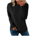 thumbnail image 1 of FAIWAD Long Sleeve Shirts for Women Trendy Patchwork Crew Neck Tunic Tops Loose Casual Work Blouses, 1 of 9