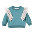 thumbnail image 1 of FAIWAD Long Sleeve Sweatshirt for Girls Toddler Kids Cute Ruffle Crewneck Pullover Fleece Casual Clothes, 0-6Y, 1 of 8