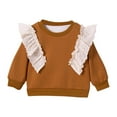 thumbnail image 1 of FAIWAD Long Sleeve Sweatshirt for Girls Toddler Kids Cute Ruffle Crewneck Pullover Fleece Casual Clothes, 0-6Y, 1 of 8