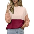 thumbnail image 1 of FAIWAD Long Sleeve Tops for Women Casual Loose Color Block Ribbed Knit Crewneck Pullover Trendy Work Clothes, 1 of 8