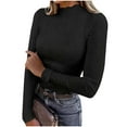 thumbnail image 1 of FAIWAD Long Sleeve Tops for Women Mock Neck Slim Fitted Ribbed Knit Basic Shirts Base Layer Tee Going Out Clothes, 1 of 9