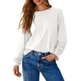 thumbnail image 1 of FAIWAD Long Sleeve Tops for Women Pleated Long Sleeve Crewneck Shirts Trendy Casual Clothes, 1 of 6