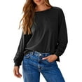 thumbnail image 1 of FAIWAD Long Sleeve Tops for Women Pleated Long Sleeve Crewneck Shirts Trendy Casual Clothes, 1 of 6