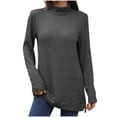 thumbnail image 1 of FAIWAD Long Sleeve Tops for Women Turtleneck Dressy Casual Knitted Pullover Sweaters Trendy Plain Side Split Clothes, 1 of 8
