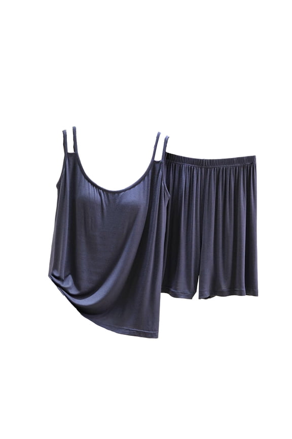 Loungewear Sets for Women 2 Piece Summer Sleeveless Tank Tops with Bulit in Bra and Elastic Waisted Shorts