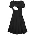 thumbnail image 1 of FAIWAD Maternity Crewneck Short Sleeve Nursing Breastfeeding Dress Womens Loose Comfy A-Line Pregnancy Dresses, 1 of 3
