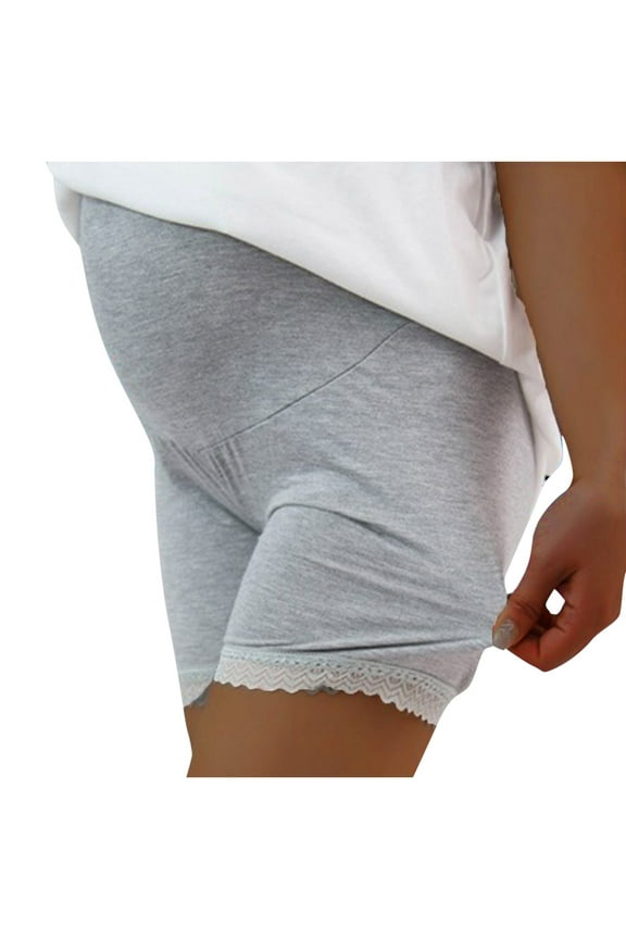 Maternity Lace Trim Safety Shorts Stretchy High Waist Thin Underwear Ladies Boyshorts for Under Dresses