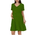 thumbnail image 1 of FAIWAD Maternity Tiered Dresses Short Sleeve V-Neck Casual Loose Button Down Ruffle Dresses Pregnancy Clothes, 1 of 7