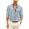 thumbnail image 1 of FAIWAD Men Button Down Striped Shirts Long Sleeve Button Up Casual Dress Shirt Collar Business Blouses, 1 of 7