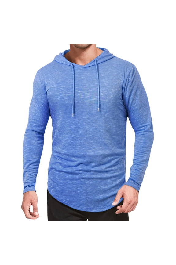 Men's Athletic Hooded Shirts Long Sleeve Workout Lightweight Pullover Tops Casual Running Gym Hoodie