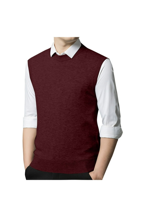 Men's Cable Knit Sweater Vest Sleeveless Crew Neck Business Waistcoat Big and Tall Jumper Tops