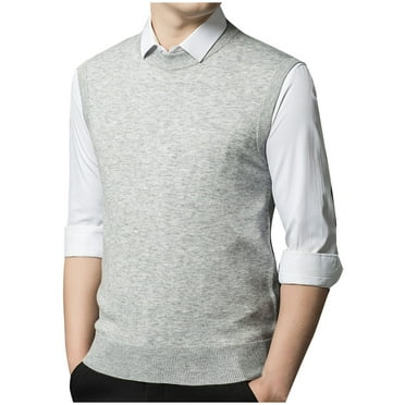 FAIWAD Men's Cable Knit Sweater Vest Sleeveless Crew Neck Business Waistcoat Big and Tall Jumper Tops