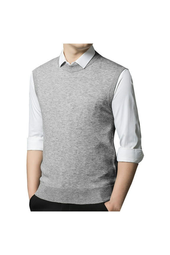 Men's Cable Knit Sweater Vest Sleeveless Crew Neck Business Waistcoat Big and Tall Jumper Tops