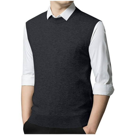FAIWAD Men's Cable Knit Sweater Vest Sleeveless Crew Neck Business Waistcoat Big and Tall Jumper Tops