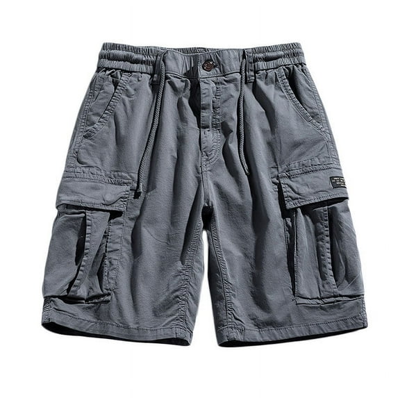 FAIWAD Men's Cargo Shorts Casual Elastic Waist Drawstring Loose Multi-Pockets Outdoor Shorts