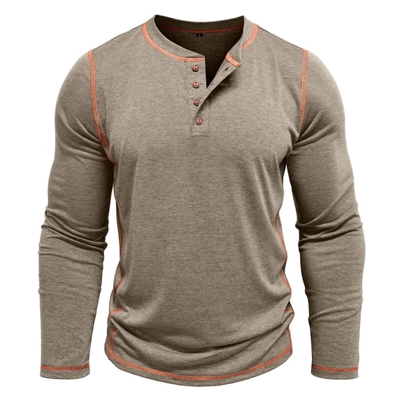 FAIWAD Men's Casual Classic Shirts Long Sleeve Basic Button Pullover Fall Winter Lightweight Top