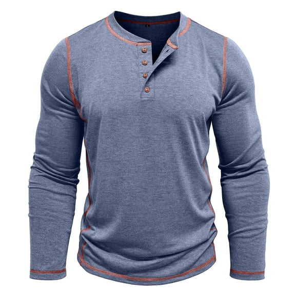 FAIWAD Men's Casual Classic Shirts Long Sleeve Basic Button Pullover Fall Winter Lightweight Top