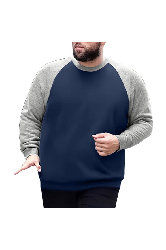 Men's Color Block Tops Long Sleeve Crew Neck Color Block Pullover Casual Sports Workout Clothes