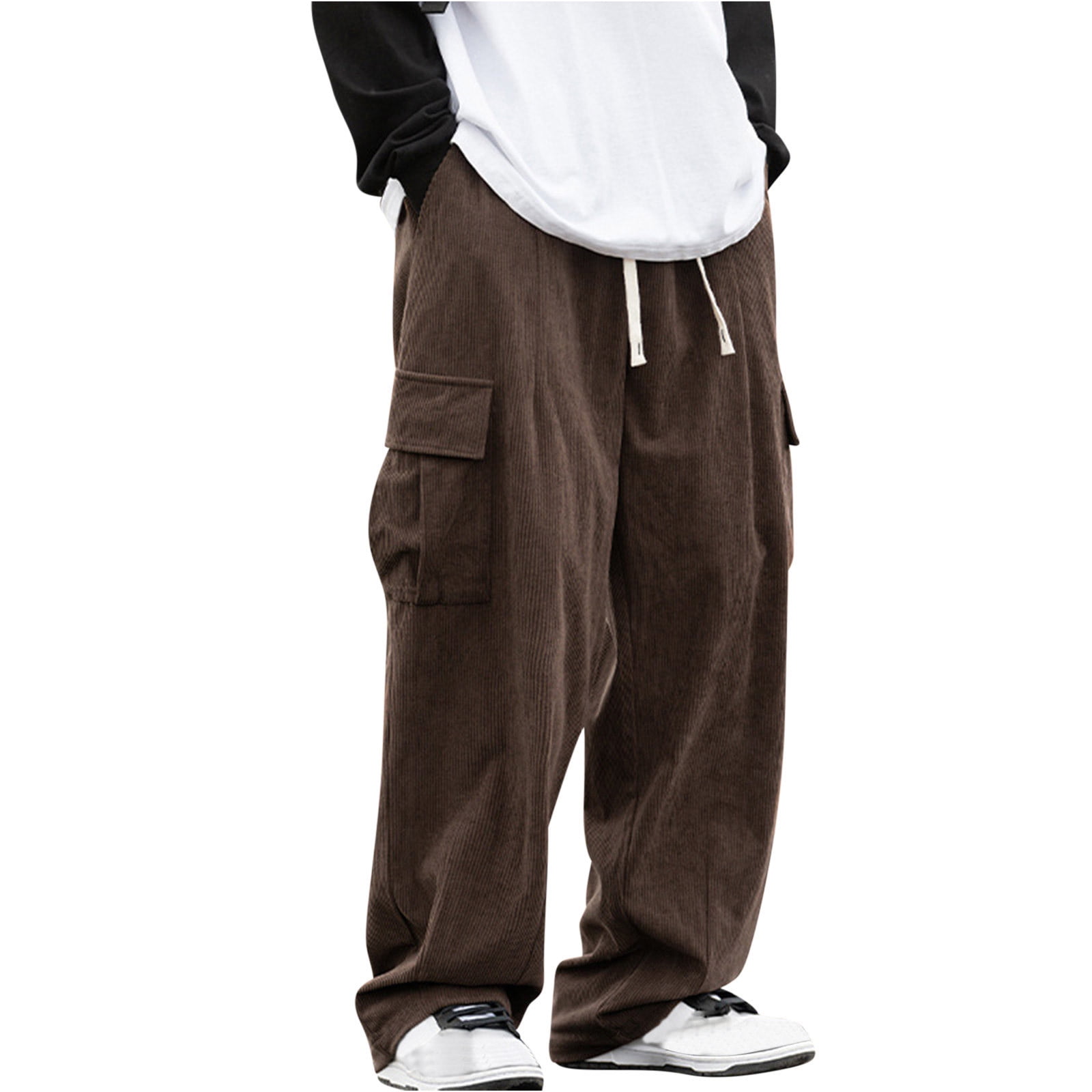 FAIWAD Men's Corduroy Pants Elastic Waist Straight Baggy FAIWAD Men's Corduroy Pants Elastic Waist Straight Baggy