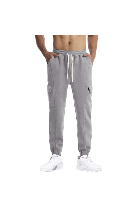 Men's Elastic Waist Sweatpants Drawstring Classic Straight Casual Sweatpants with Pockets